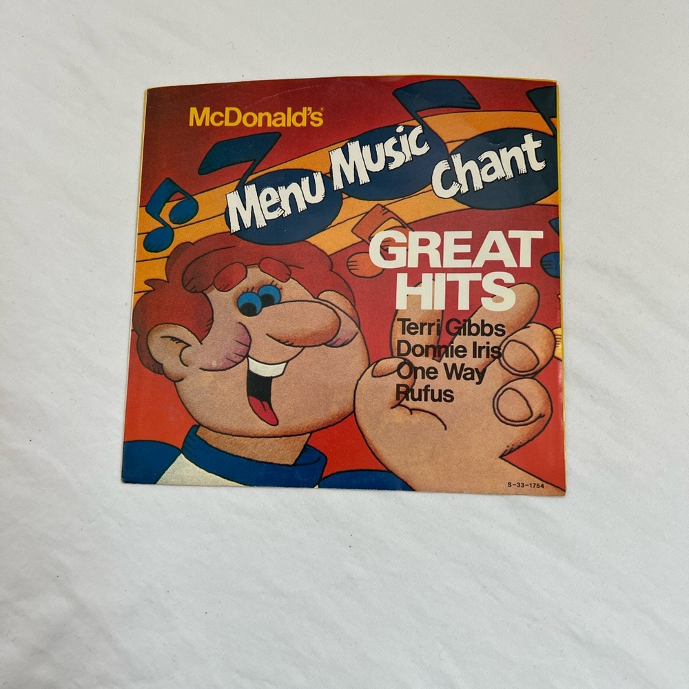 McDonald's Menu Music Chant 45 RPM MCA Records S-33-1754 Gibbs Iris Rufus 1981